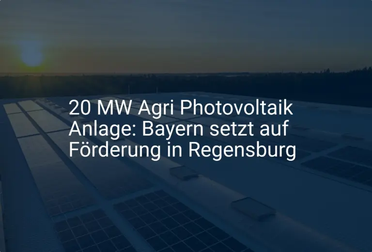 20 MW Agri Photovoltaik Anlage: Bayern setzt auf Förderung in Regensburg
