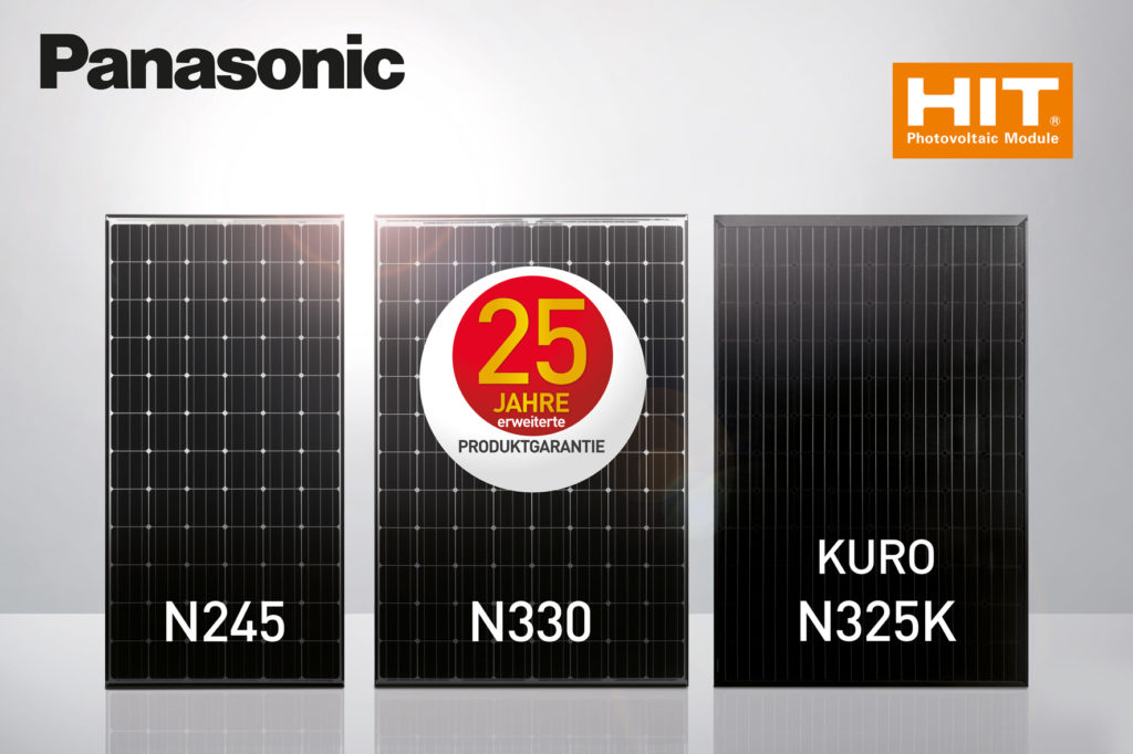 Verschiedene Größen von Panasonic Solarmodulen