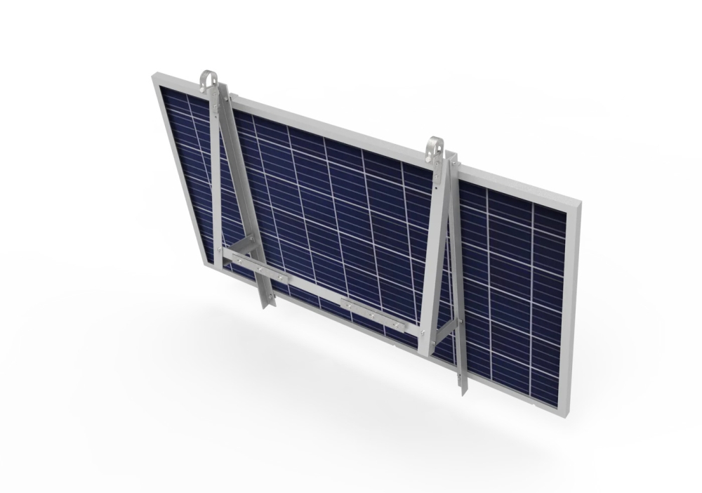 Montageset Balkongeländer für 1 Solarmodul - 15° Neigung -
