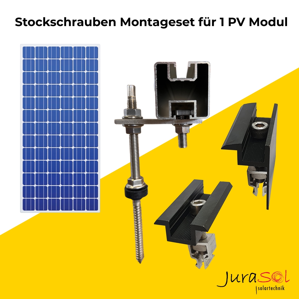 Bitumen/Wellblech Montageset für 1 PV Modul - 30mm Rahmen -