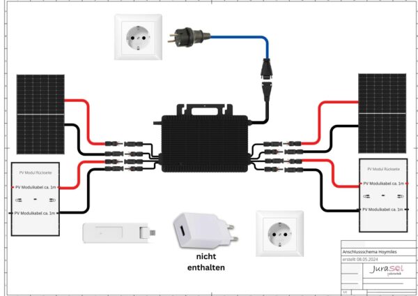 Balkonkraftwerk 1760 Watt 800 Watt Trina Solar Hoymiles HMS 1600 - JurSol BASIC MINI QUATTRO Bifazial