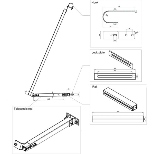 images Montageset Balkongeländer für 1 Solarmodul - Easy - einstellbare Neigung