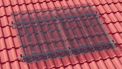 Ziegeldach (Pfanne) Montagset für 5 Solarmodule - 30mm Rahmen -