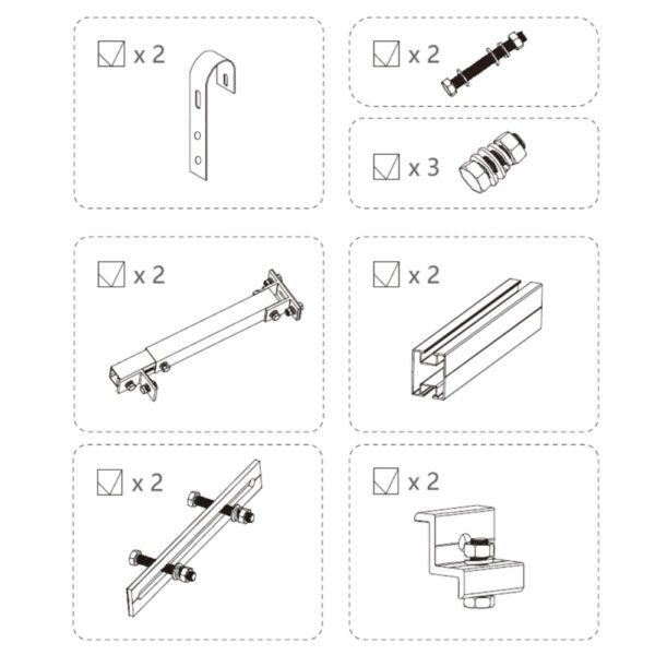 images Montageset Balkongeländer für 1 Solarmodul - Easy - einstellbare Neigung