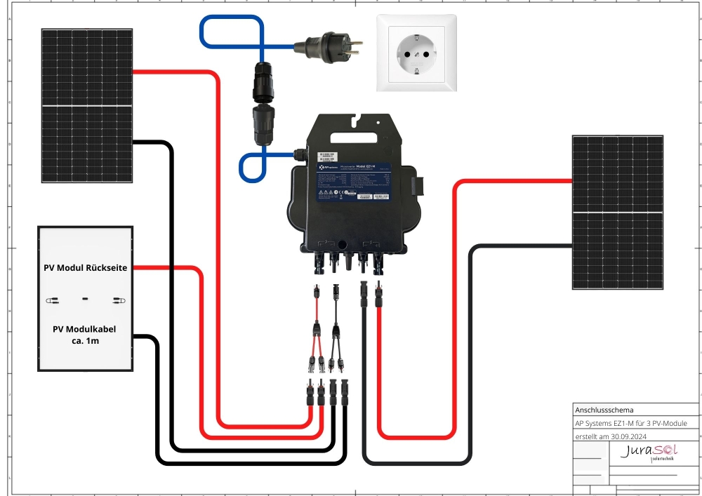 Balkonkraftwerk für Ziegeldach Trina APSystems - 1320 Watt 800 Watt - JurSol ROOF Trio Plus - Bifazial