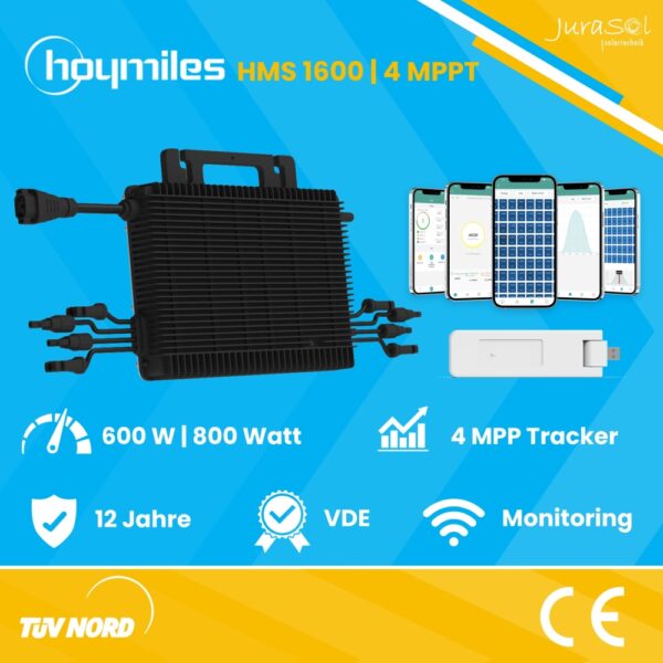 Balkonkraftwerk 1760 Watt 800 Watt Trina Solar Hoymiles HMS 1600 - JurSol BASIC MINI QUATTRO Bifazial
