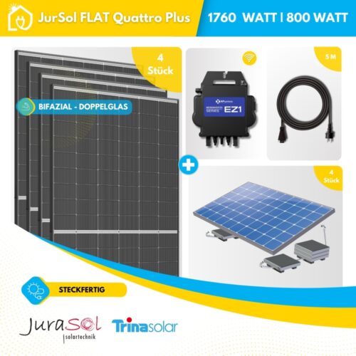 Balkonkraftwerk für Flachdächer Trina APSystems - 1760 Watt 800 Watt - JurSol FLAT Quattro Plus - Valkbox