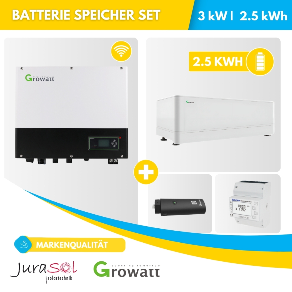 3000 Watt Growatt Hybrid Wechselrichter Batterie Set inkl. 2.5 kWh Growatt ARK 2.5 LV