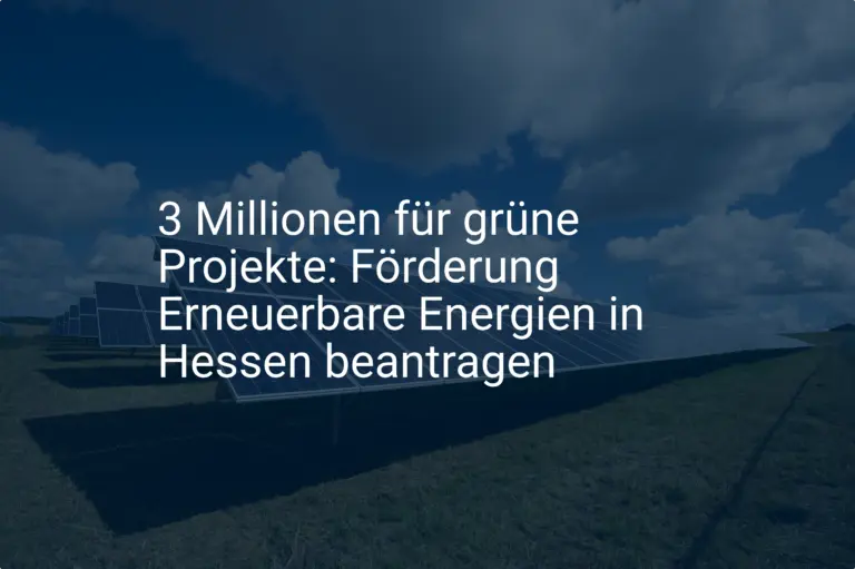 3 Millionen für grüne Projekte: Förderung Erneuerbare Energien in Hessen beantragen