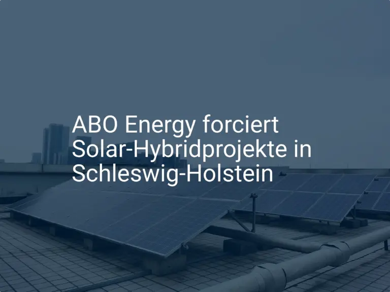 ABO Energy forciert Solar-Hybridprojekte in Schleswig-Holstein