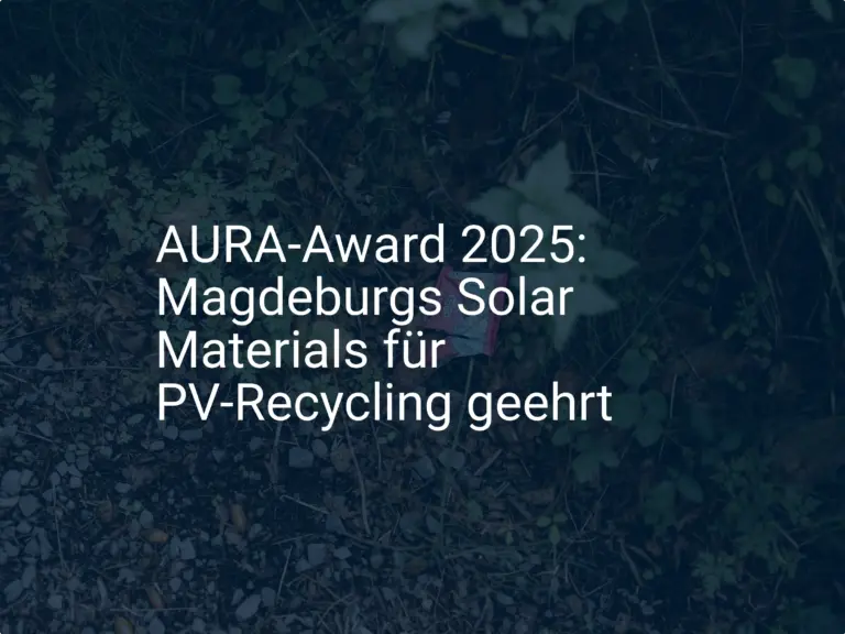 AURA Award 2025 für PV Recycling: Magdeburger Firma ausgezeichnet