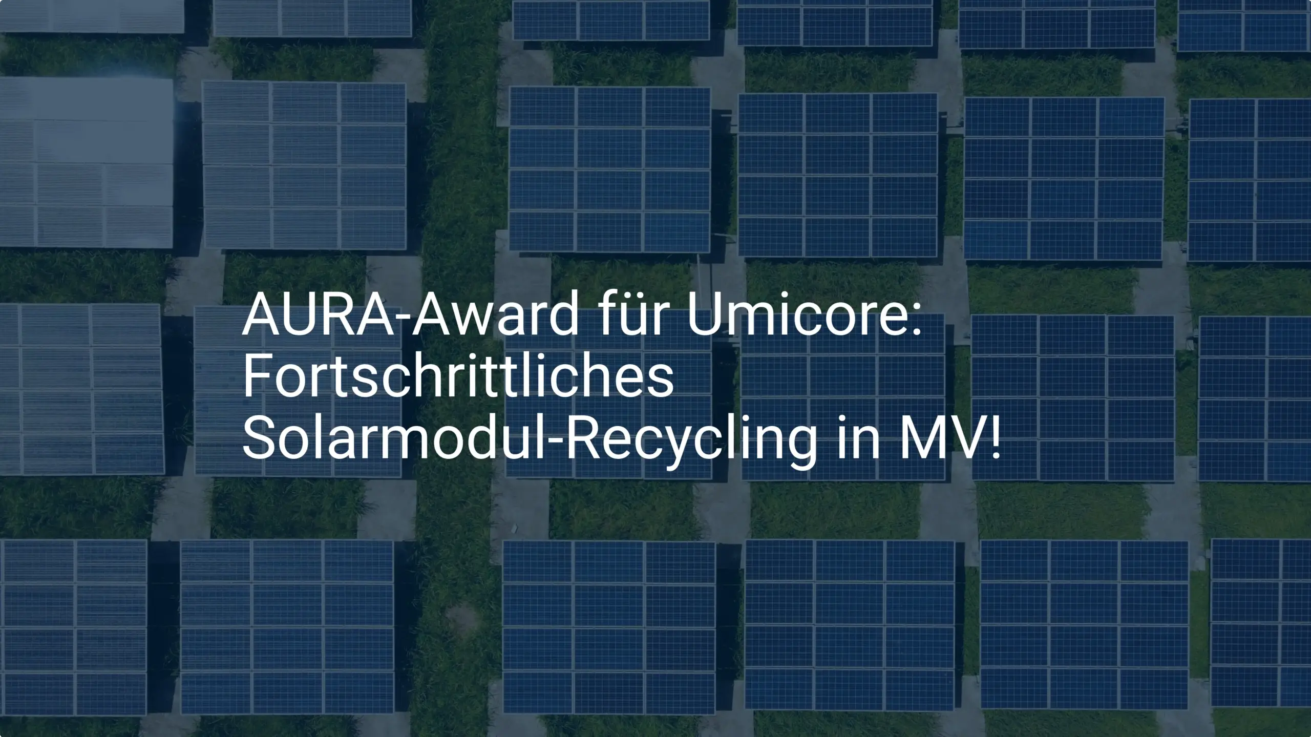 AURA-Award für Umicore: Fortschrittliches Solarmodul-Recycling in MV!