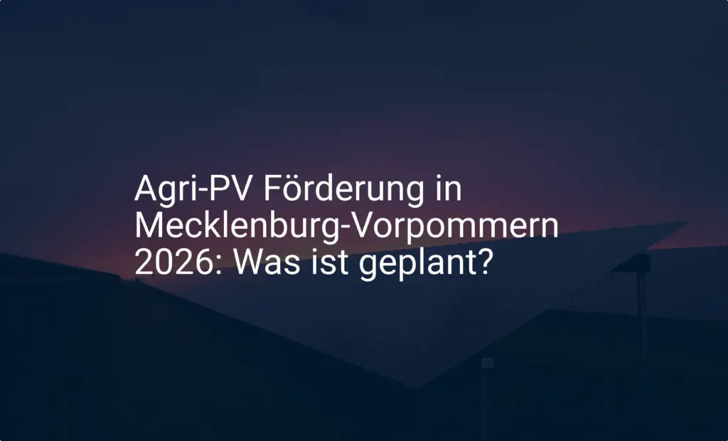 Agri-PV Förderung in Mecklenburg-Vorpommern 2026: Was ist geplant?