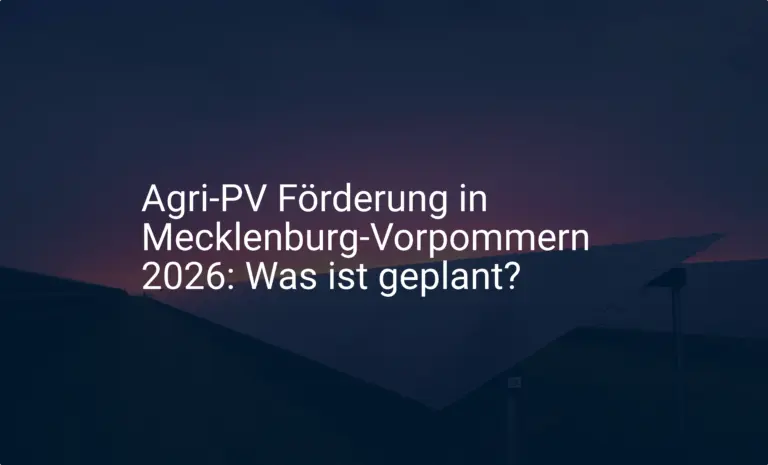 Agri-PV Förderung in Mecklenburg-Vorpommern 2026: Was ist geplant?