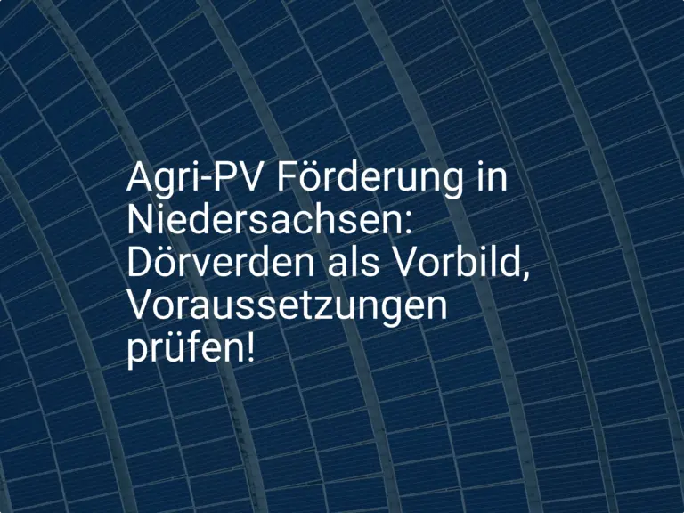 Agri-PV Förderung in Niedersachsen: Dörverden als Vorbild, Voraussetzungen prüfen!