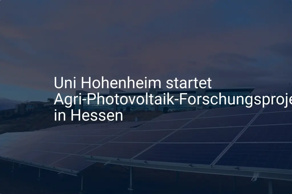 Agri-Photovoltaik Forschung: Uni Hohenheim startet Projekt in Hessen