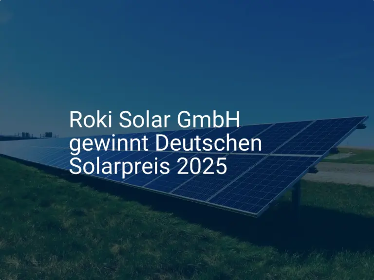 Deutscher Solarpreis 2025: Roki Solar GmbH ist der strahlende Gewinner