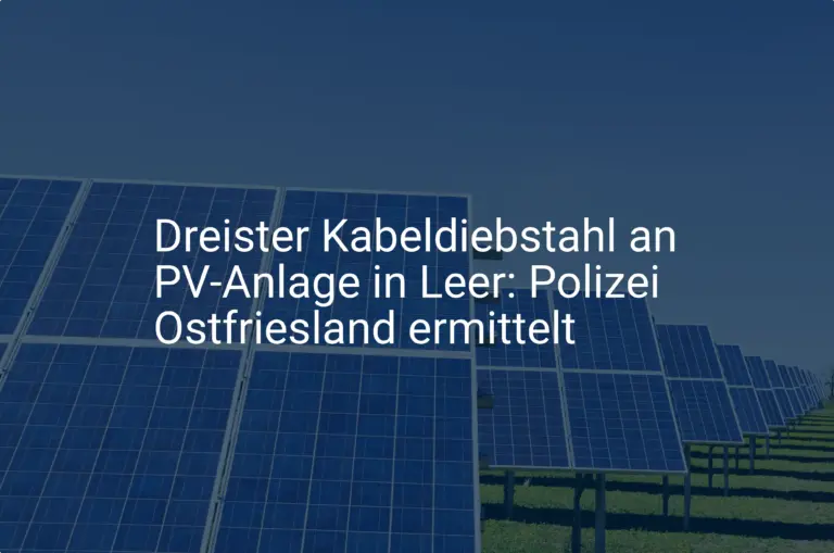 Dreister Kabeldiebstahl an PV-Anlage in Leer: Polizei Ostfriesland ermittelt