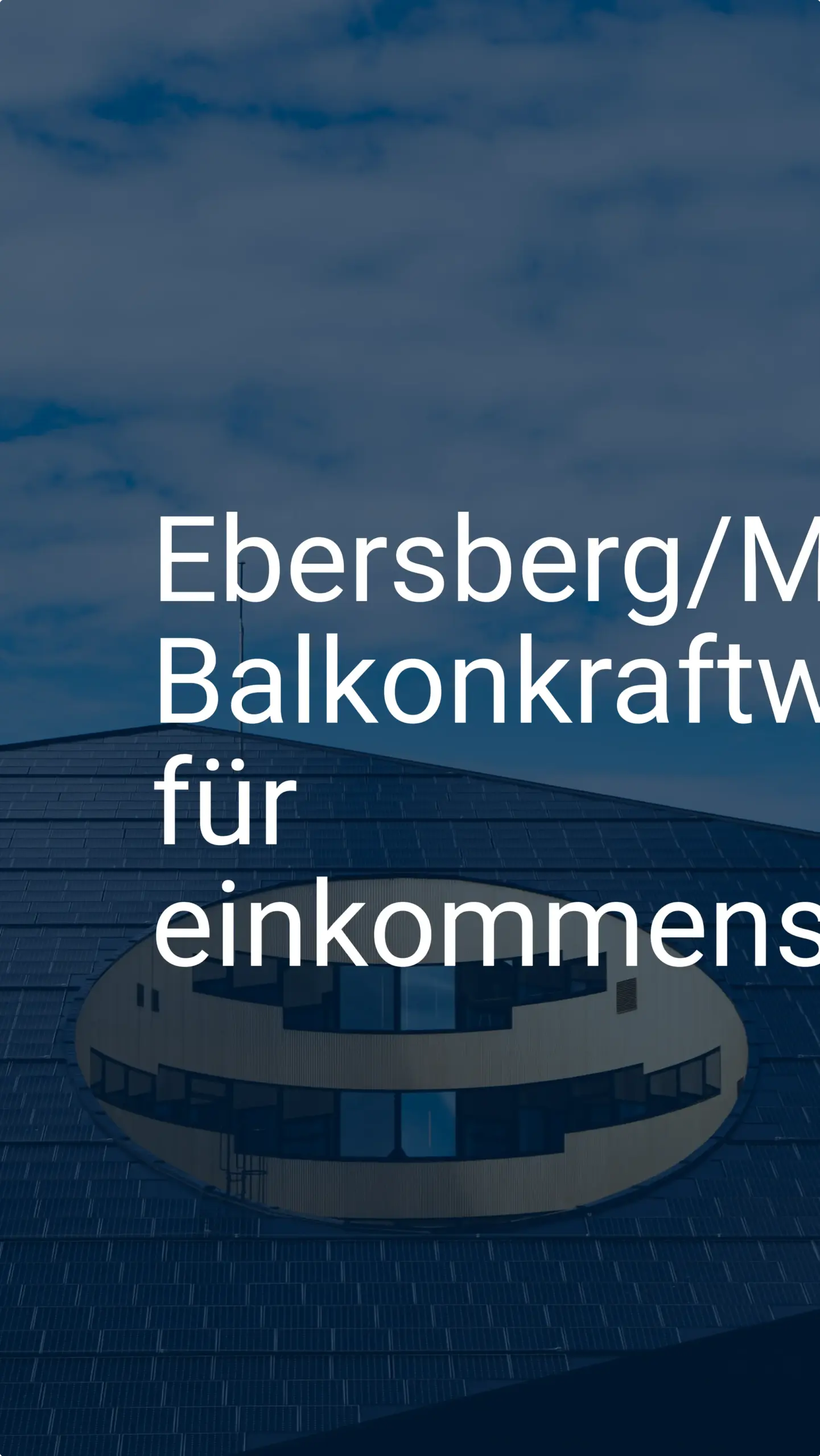 Ebersberg/München: Balkonkraftwerk-Förderung für einkommensschwach