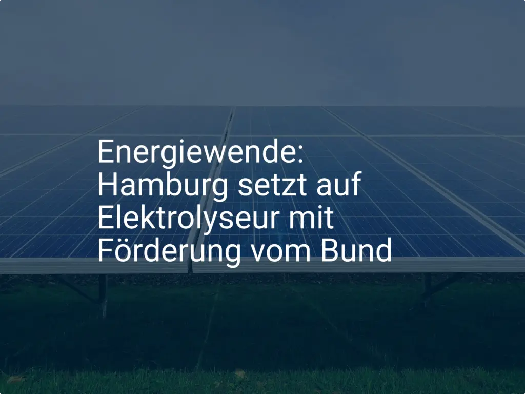 Energiewende: Hamburg setzt auf Elektrolyseur mit Förderung vom Bund