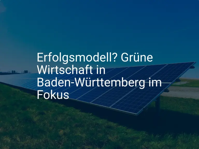 Erfolgsmodell? Grüne Wirtschaft in Baden-Württemberg im Fokus