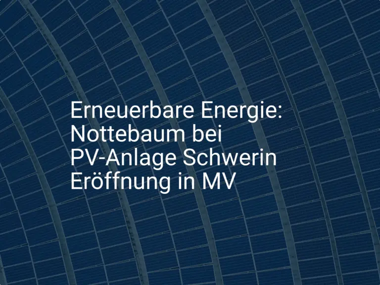 Erneuerbare Energie: Nottebaum bei PV-Anlage Schwerin Eröffnung in MV