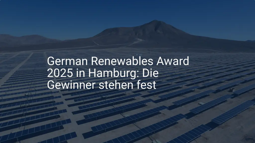 German Renewables Award 2025 in Hamburg: Die Gewinner stehen fest