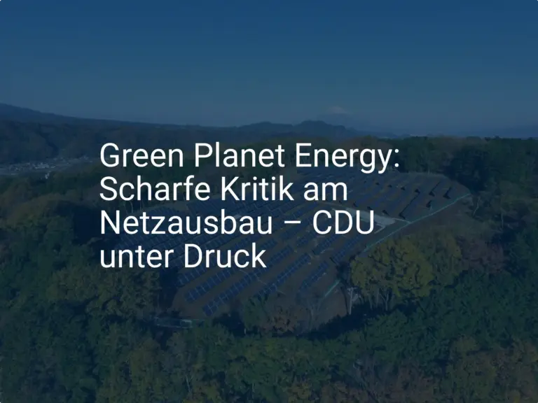 Green Planet Energy: Scharfe Kritik am Netzausbau – CDU unter Druck
