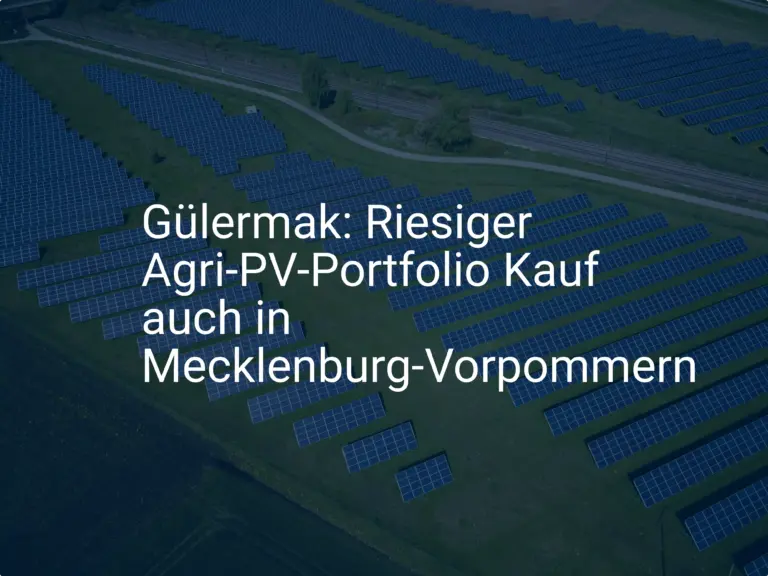 Gülermak: Riesiger Agri-PV-Portfolio Kauf auch in Mecklenburg-Vorpommern