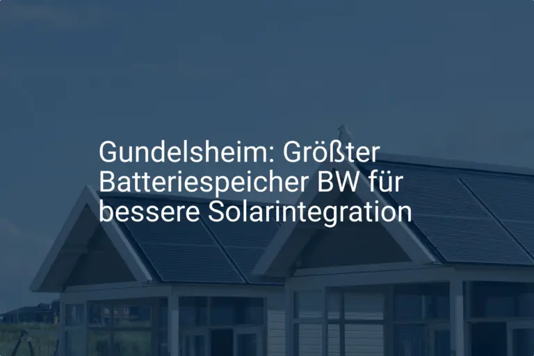 Gundelsheim: Größter Batteriespeicher BW für bessere Solarintegration