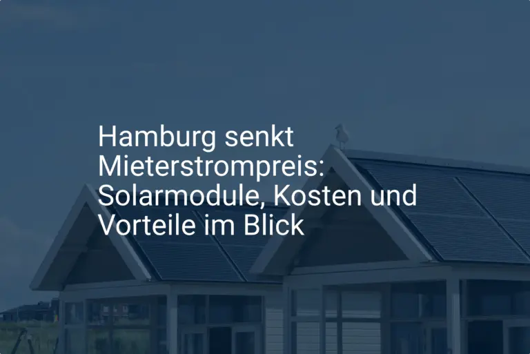 Hamburg senkt Mieterstrompreis: Solarmodule, Kosten und Vorteile im Blick