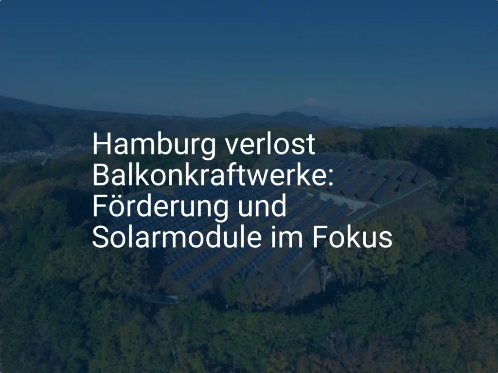 Hamburg verlost Balkonkraftwerke: Förderung und Solarmodule im Fokus