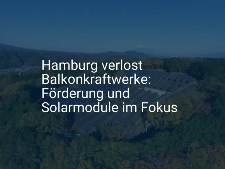 Hamburg verlost Balkonkraftwerke: Förderung und Solarmodule im Fokus