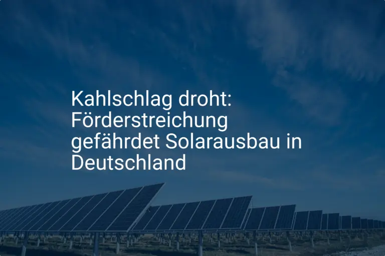 Kahlschlag droht: Förderstreichung gefährdet Solarausbau in Deutschland