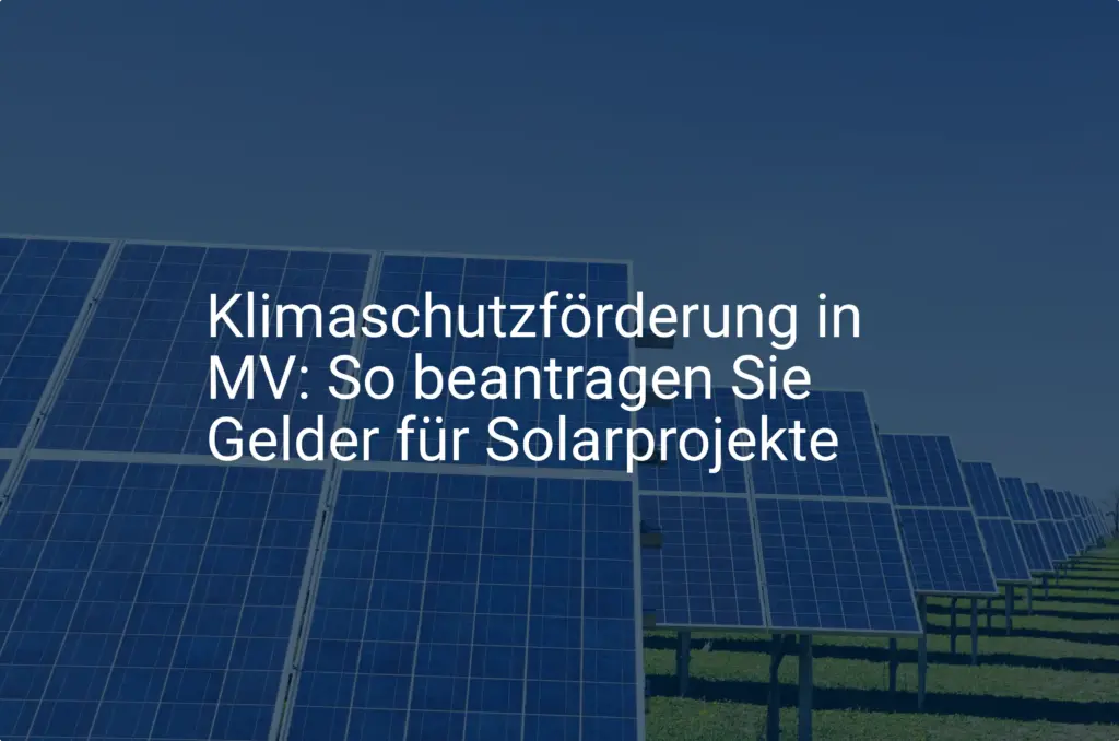 Klimaschutzförderung in MV: So beantragen Sie Gelder für Solarprojekte