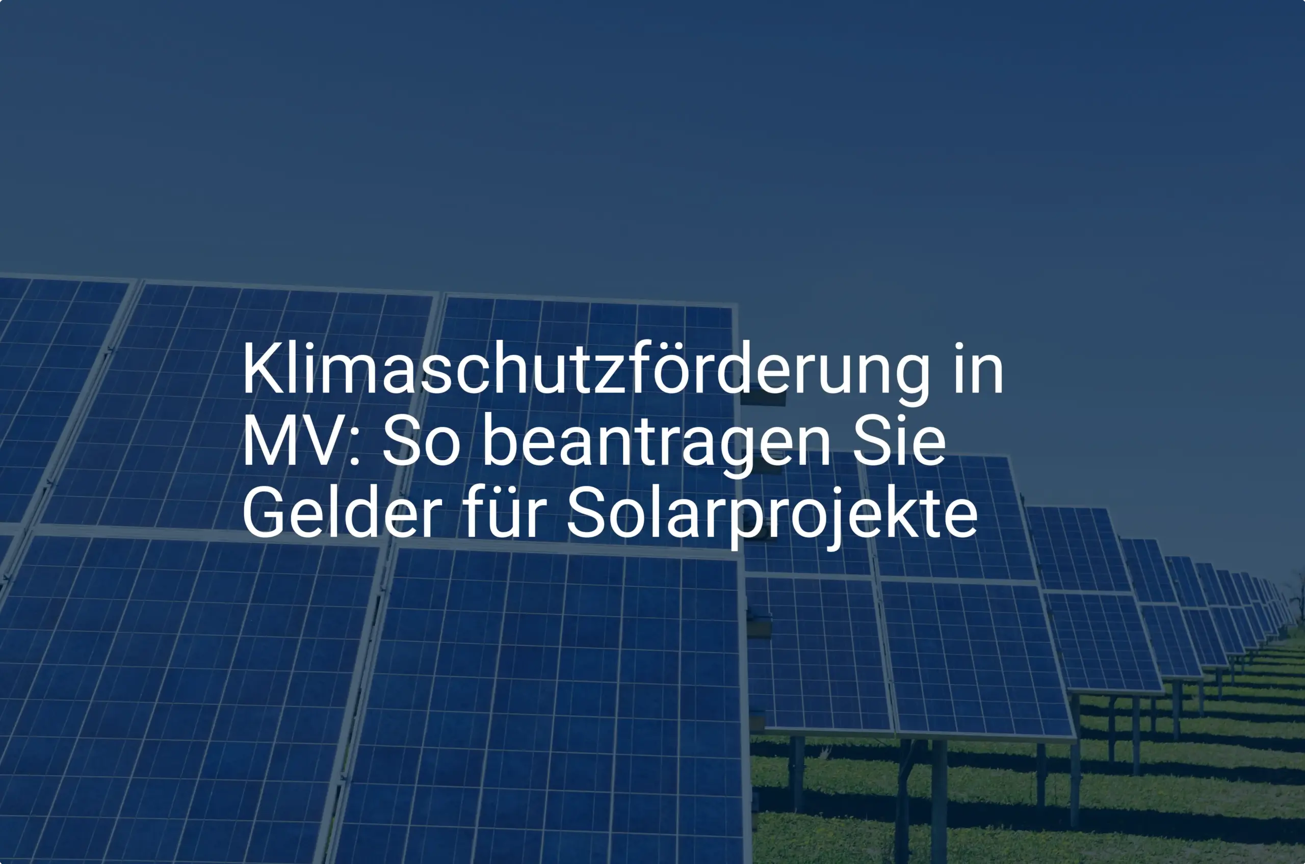 Klimaschutzförderung in MV: So beantragen Sie Gelder für Solarprojekte