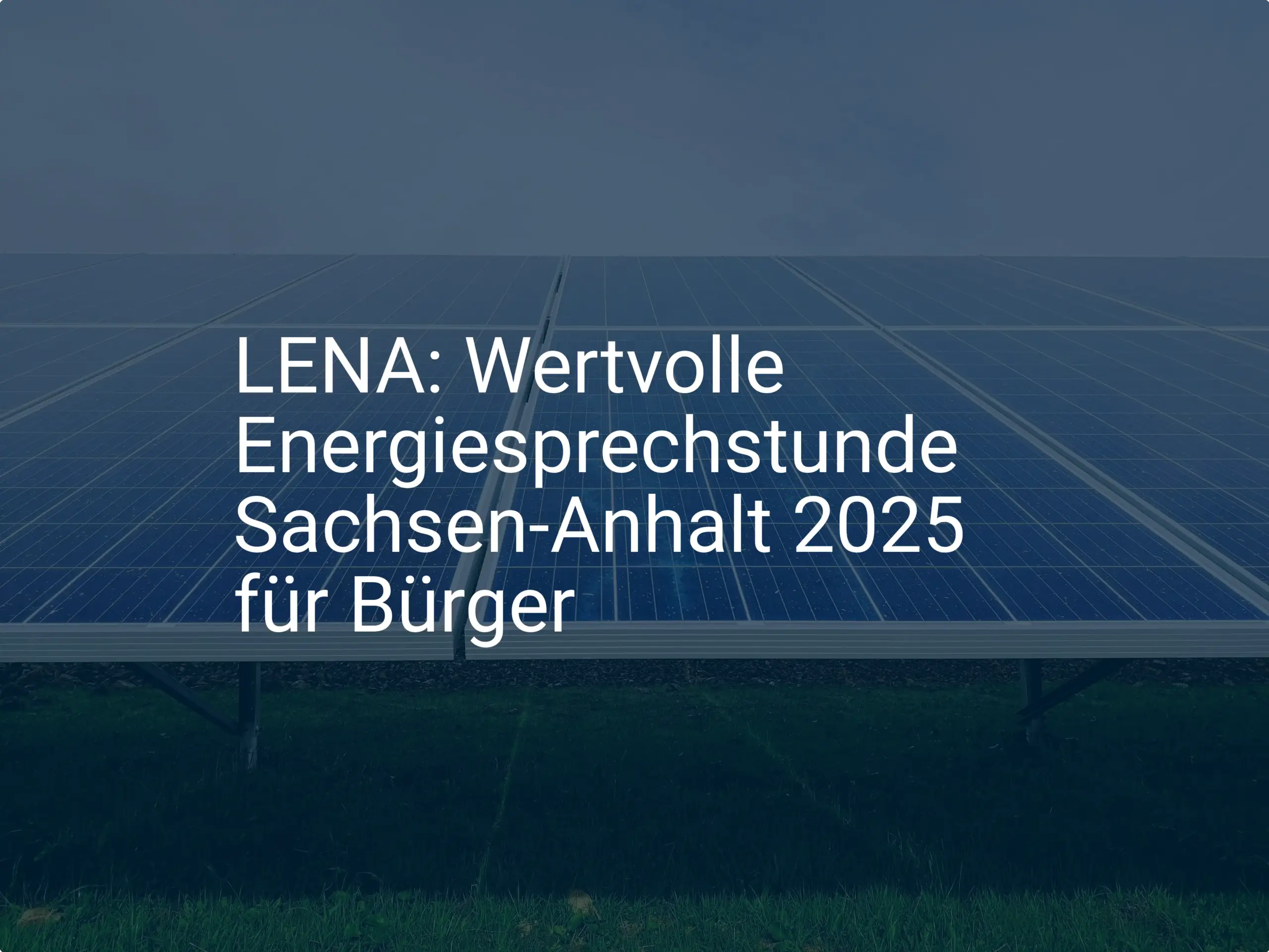 LENA: Wertvolle Energiesprechstunde Sachsen-Anhalt 2025 für Bürger