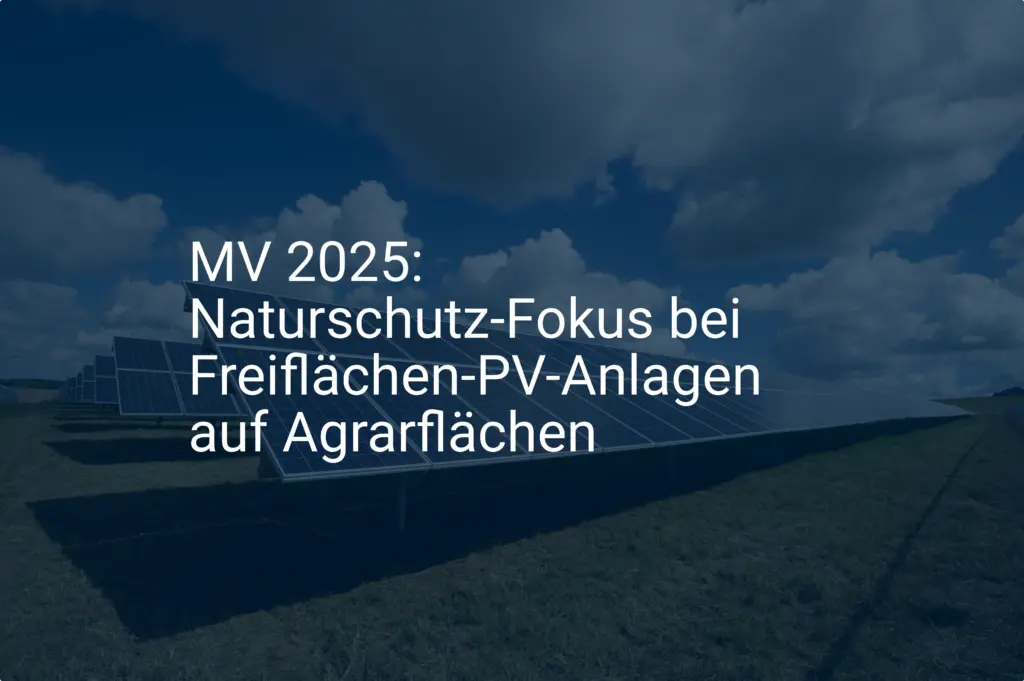 MV 2025: Naturschutz-Fokus bei Freiflächen-PV-Anlagen auf Agrarflächen
