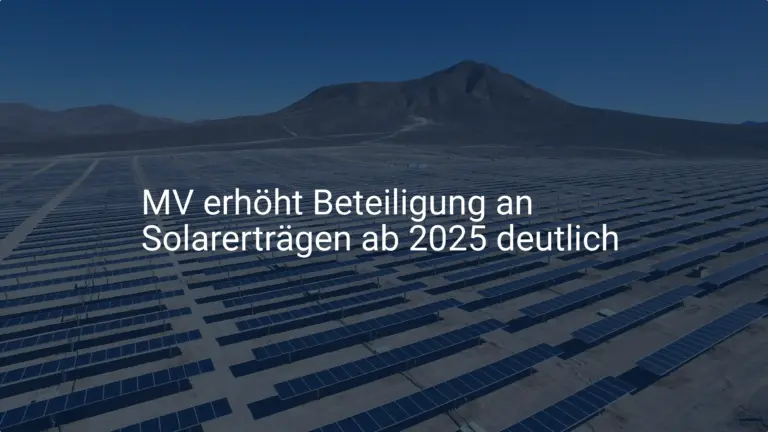 MV erhöht Beteiligung an Solarerträgen ab 2025 deutlich