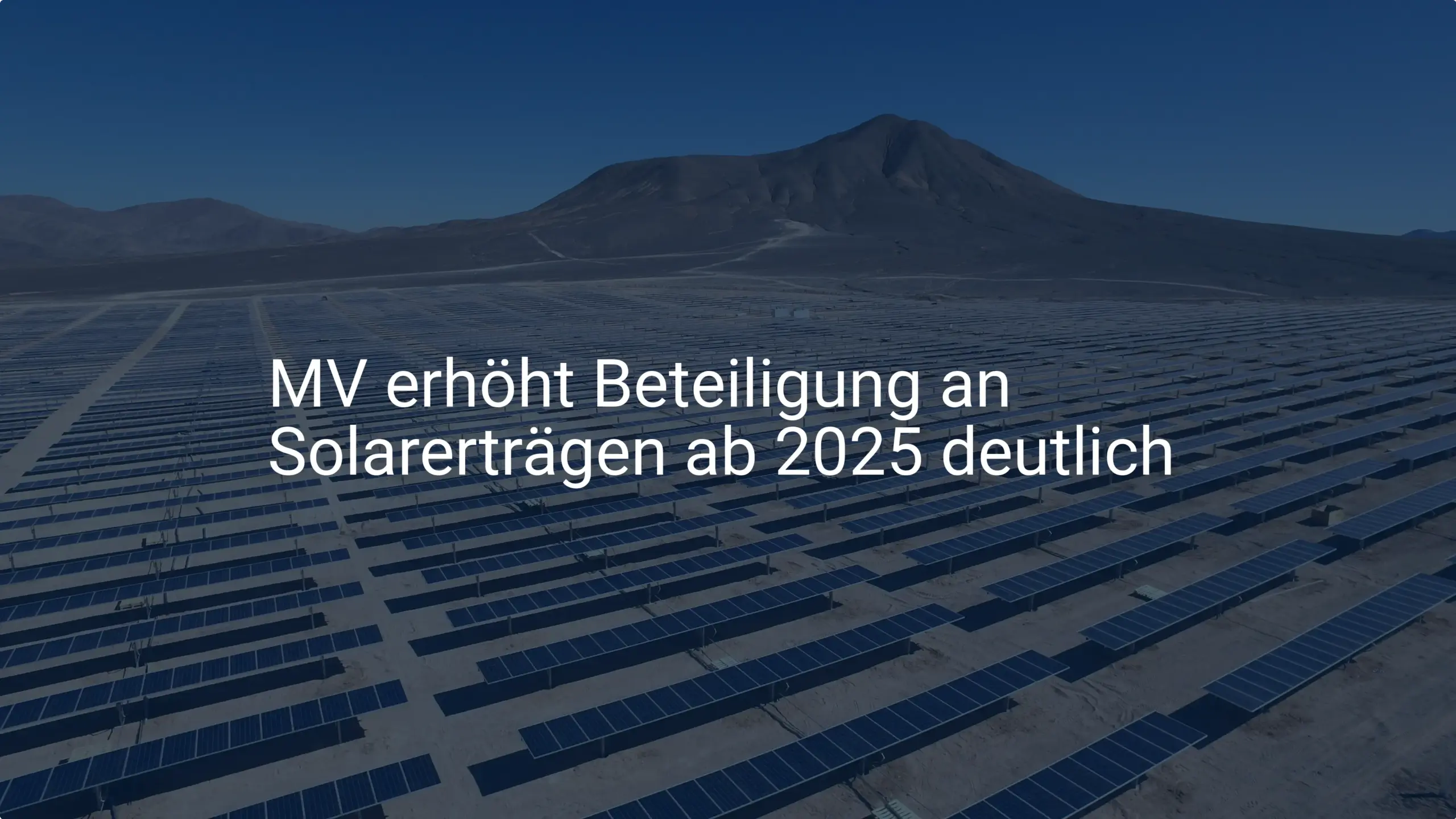 MV erhöht Beteiligung an Solarerträgen ab 2025 deutlich