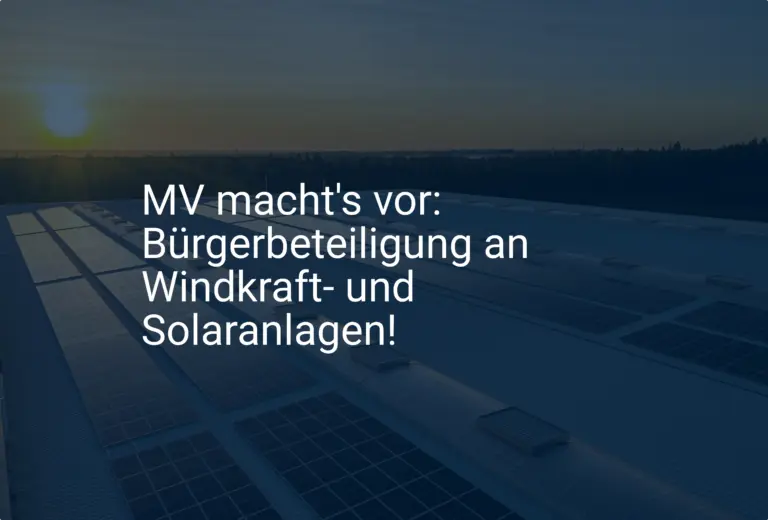 MV macht's vor: Bürgerbeteiligung an Windkraft- und Solaranlagen!