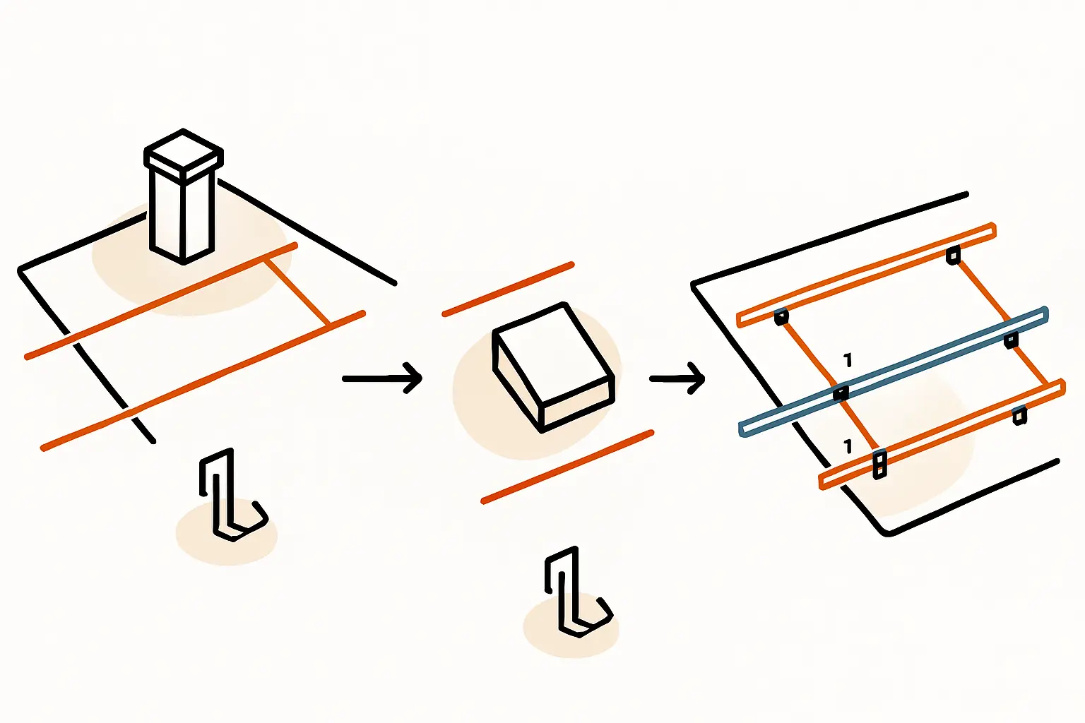 Eine PV-Anlage, die durch ein großes Dachfenster in zwei separate Modulfelder geteilt ist, beide mit eigener stabiler Unterkonstruktion.