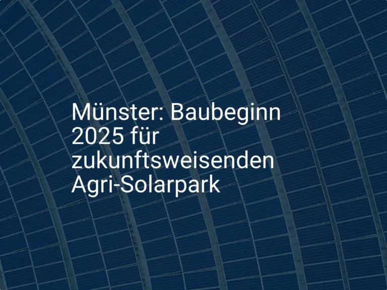 Münster: Baubeginn 2025 für zukunftsweisenden Agri-Solarpark