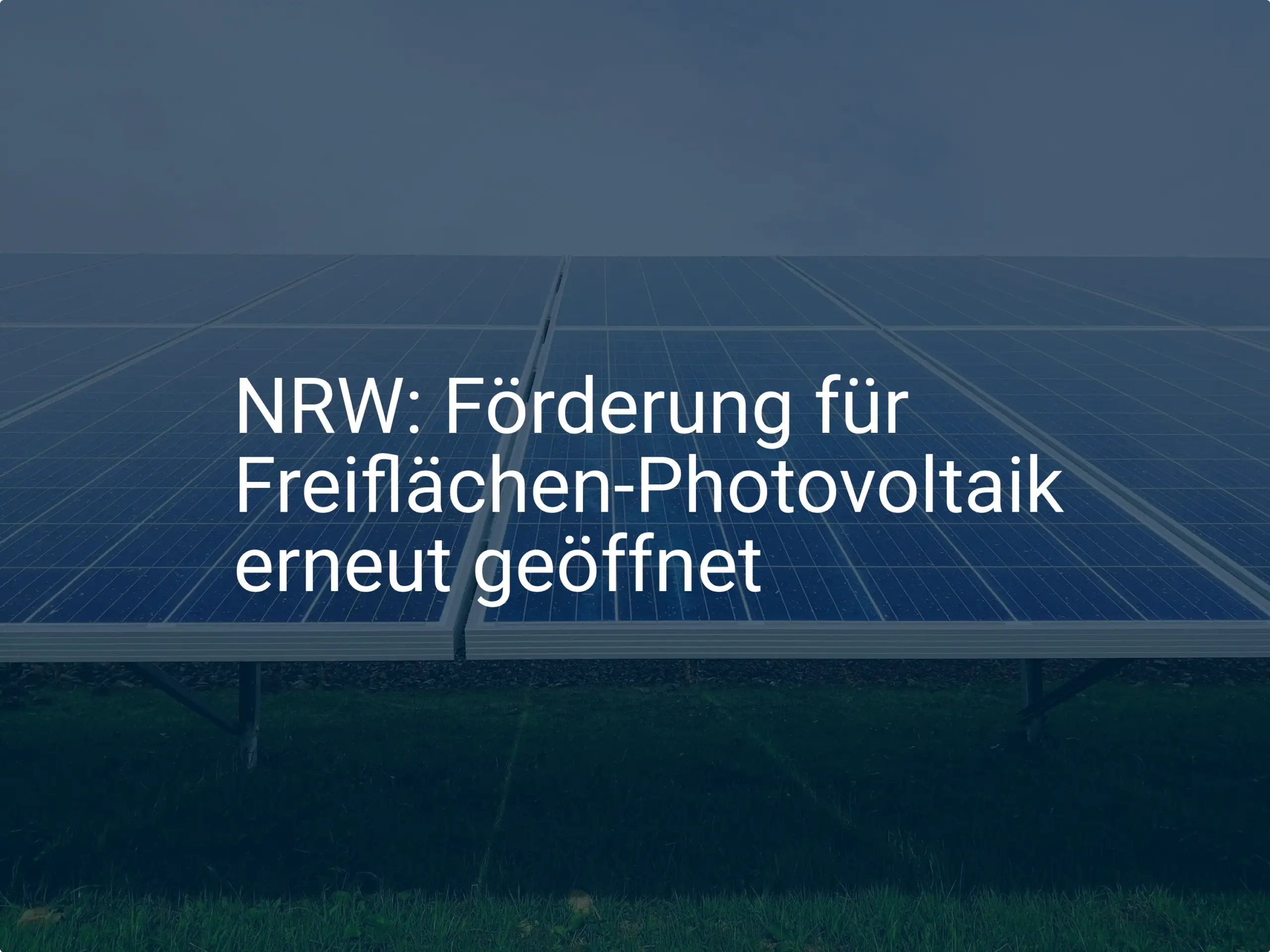 NRW: Jetzt Förderung für Freiflächen-Photovoltaik beantragen!