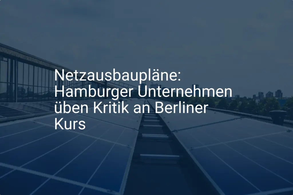 Netzausbaupläne: Hamburger Unternehmen üben Kritik an Berliner Kurs