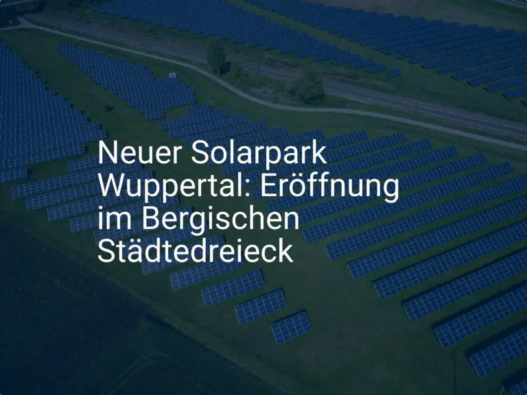 Neuer Solarpark Wuppertal: Eröffnung im Bergischen Städtedreieck