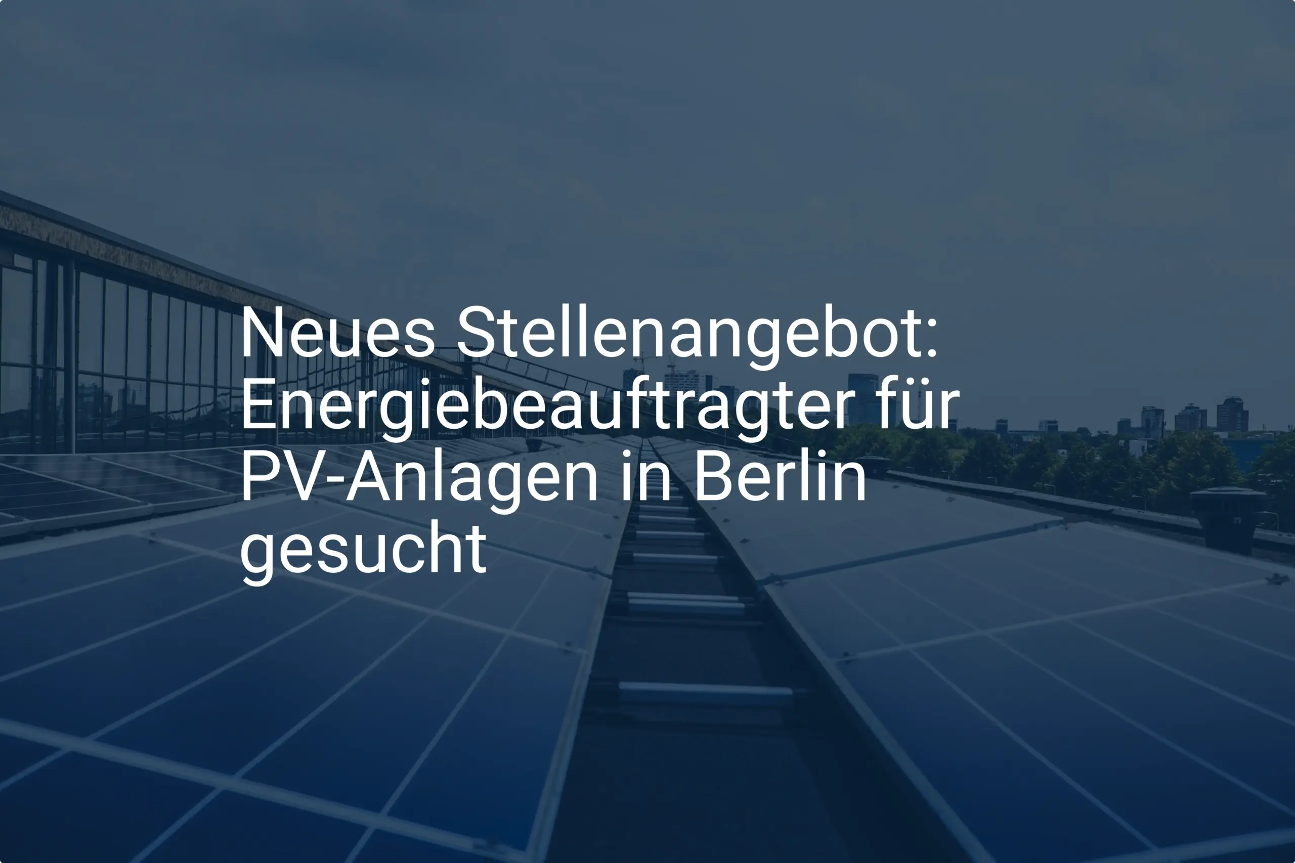 Neues Stellenangebot: Energiebeauftragter für PV-Anlagen in Berlin gesucht
