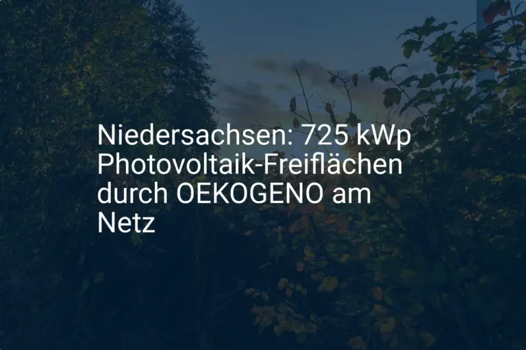 OEKOGENO: Neue Photovoltaik Freiflächenanlagen in Niedersachsen am Netz