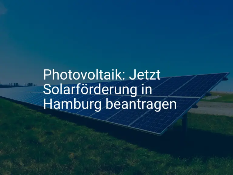 Photovoltaik: Jetzt Solarförderung in Hamburg beantragen