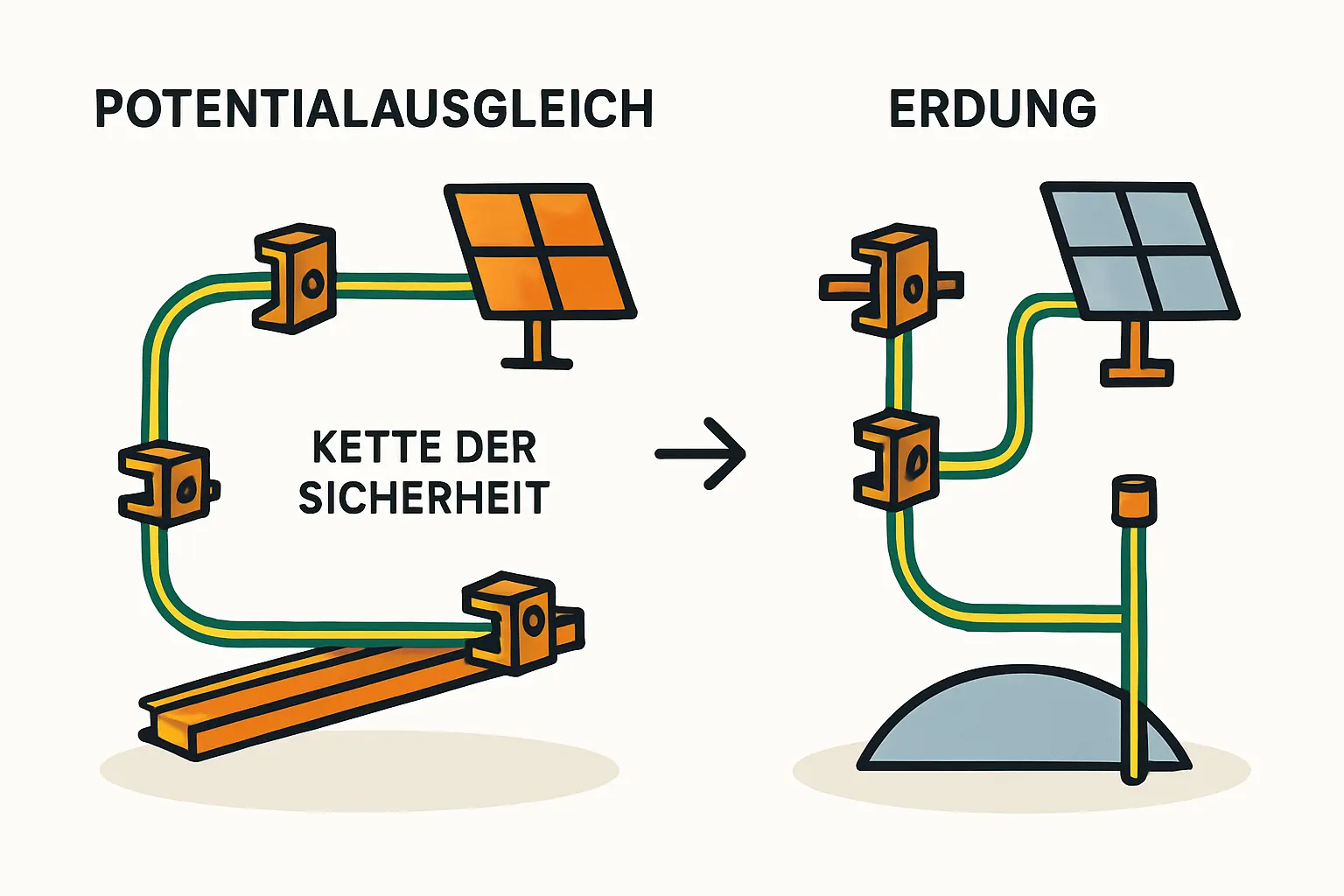 Potentialausgleich am Montagesystem
